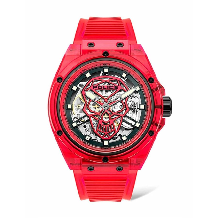 Men's Watch Police PL15924JPR-16P Red (Ø 44 mm)