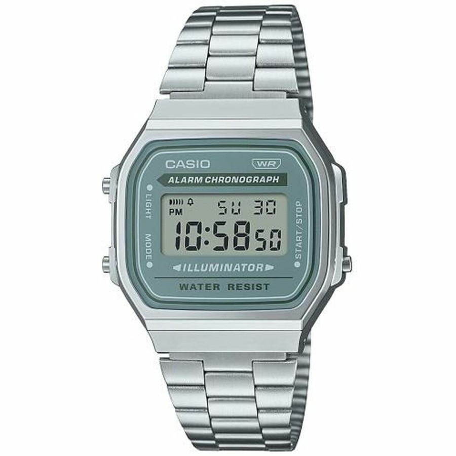 Montre Unisexe Casio A168WA-3AYES Vert Argenté (Ø 35 mm)