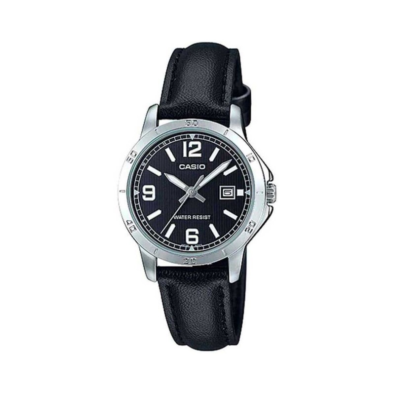 Ladies' Watch Casio LADY DATE, LEATHER - BLACK (Ø 35 mm)